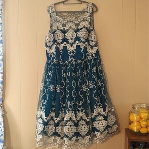 NWT Chi Chi London Gorgeous Teal Retro Party Prom Dress 16